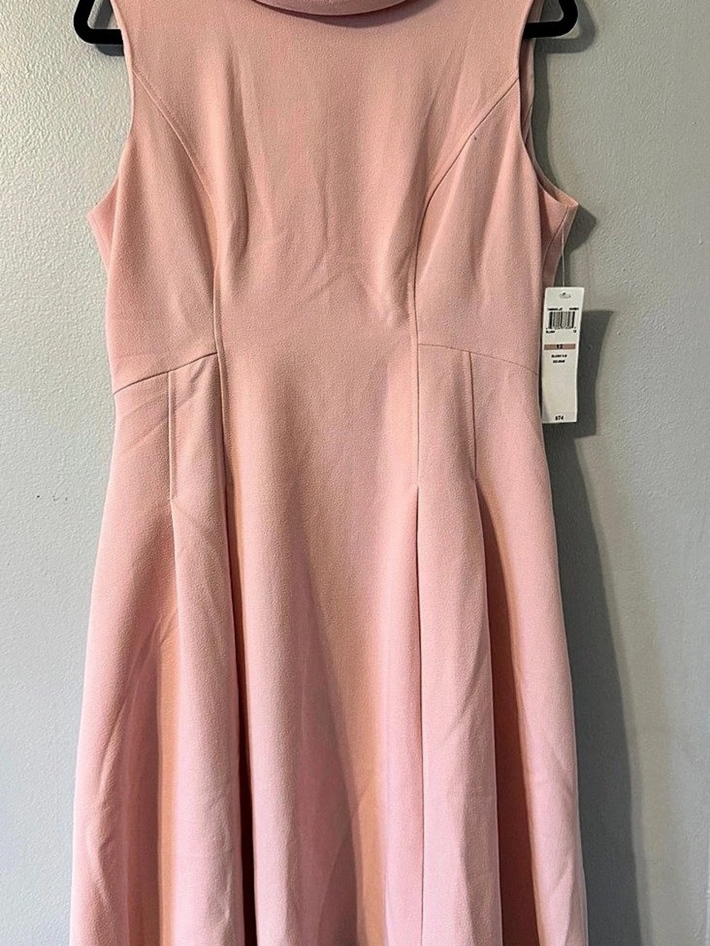 London Style Collection Blush Pink A-Line Cowl Neck Zip Dress Size 12